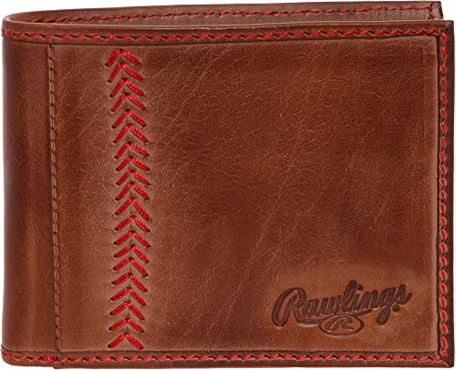 Rawlings Men's Tanned Leather Baseball Stitch Wallet