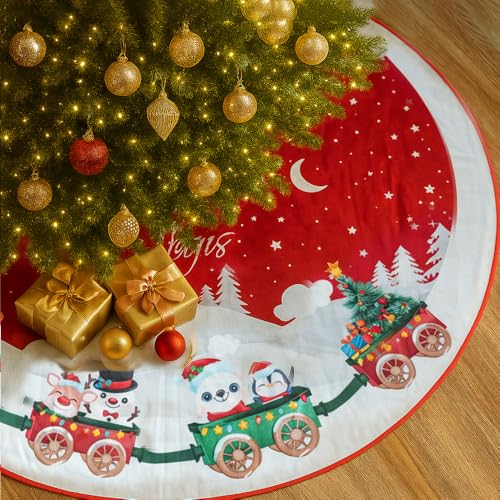48-Inch Christmas Tree Skirt with Train & Snowflakes - Image 2