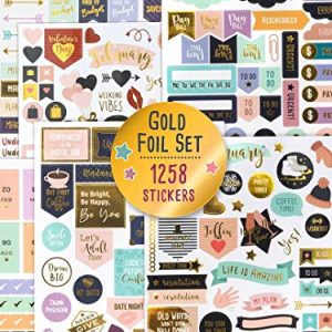 Aesthetic Gold Foil Planner Stickers – 1250+ Designs