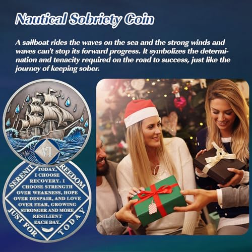 6 Year Nautical Sober Coin - Recovery Milestone Gift - Image 4