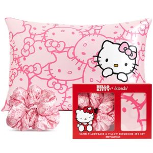 Hello Kitty Kitsch Satin Pillowcase & Scrunchies Set
