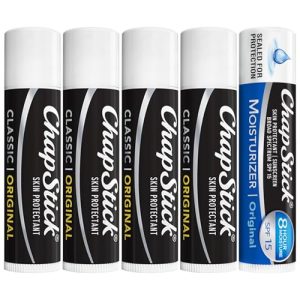 ChapStick Original & Moisturizer Lip Balm 5-Pack SPF 15