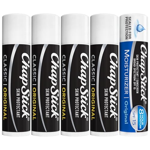 ChapStick Original & Moisturizer Lip Balm 5-Pack SPF 15