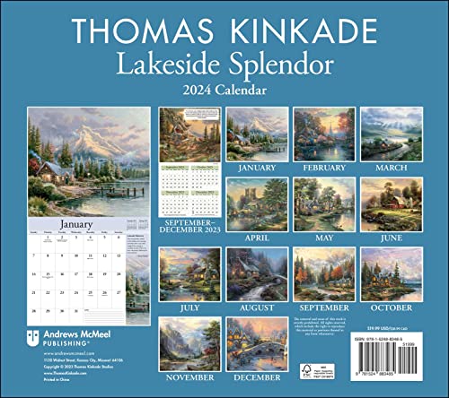 Thomas Kinkade 2024 Deluxe Wall Calendar: Lakeside Splendor Print - Image 2