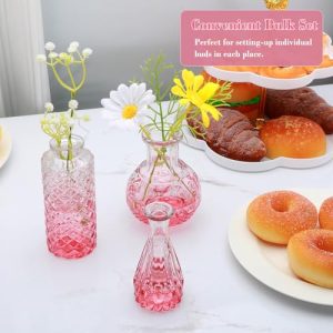 Elegant Pink Glass Bud Vase Set (18 Pcs) for Rustic Decor