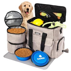 Dog Travel Bag Kit: Food, Bowls, Mat & Accessories