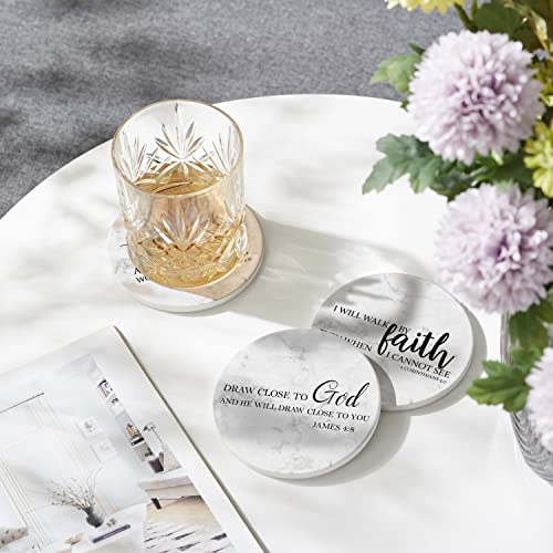 Hoomey Bible Verse Coasters - Set of 6 Ceramic & Cork - Image 3