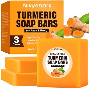 SilkyShark Turmeric Soap Bar (3 Pack) – Face & Body Cleansing