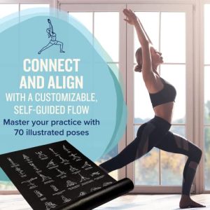 NewMe Fitness Yoga Mat: 70 Poses, 5mm Thick, Non-Slip Black