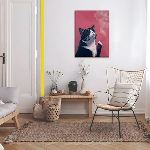 Funny Black Cat Framed Wall Art | Modern Quirky Cat Decor - Image 5