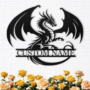 Personalized Dragon Family Last Name Metal Wall Art