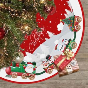 48-Inch Christmas Tree Skirt with Train & Snowflakes