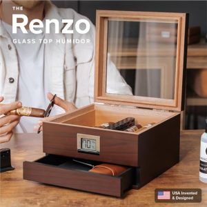 CASE ELEGANCE Renzo Glass Top Humidor – Thick Cedar