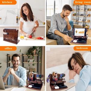 Wood Phone Docking Station & Nightstand Organizer for Men