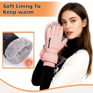 Gilotop Women’s Waterproof Touchscreen Ski Gloves