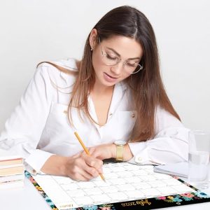 2026 Black Floral Desk/Wall Calendar with Corner Protectors