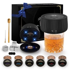 Electric Whiskey Smoker Kit: LED, Ice Cubes & Wood Chips