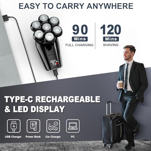 Hexus Detachable Head Shaver for Bald Men - Wet/Dry & LED - Image 7