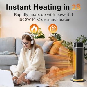 JRD 24″ Ceramic Space Heater – Remote, Night Light & 80°
