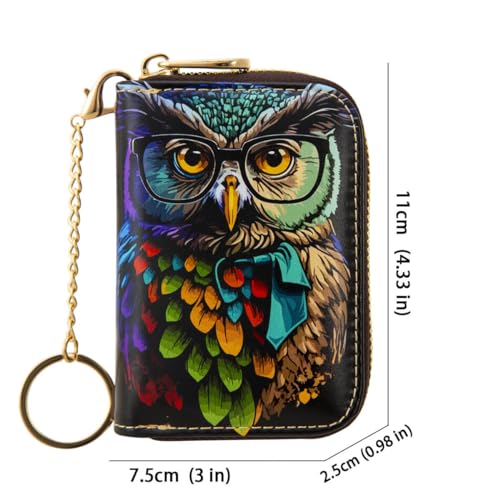 ANNAMISSI Women's Slim RFID Trifold Wallet - Owl Design - Image 2