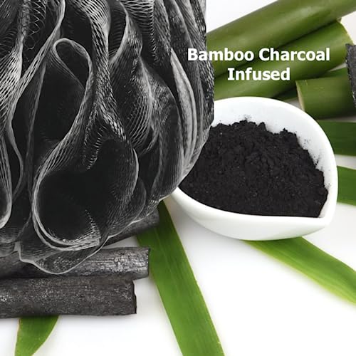 Shower Bouquet Charcoal Loofah 4-Pack - Exfoliating - Image 3