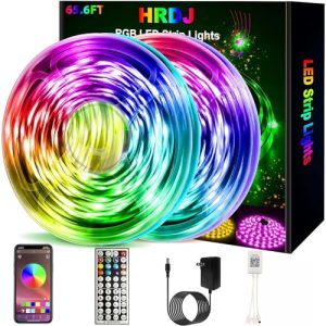 HRDJ 65ft RGB LED Strip Lights: Music Sync for Room Decor