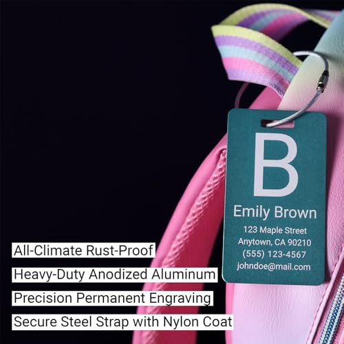 Single Personalized Metal Initial Luggage Tag - Image 4