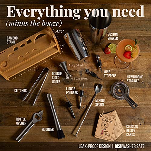 Mixology & Craft 13-Pc Bartender Kit + Recipe Cards - Image 3