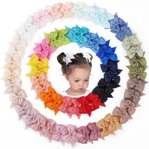 60-Pack Baby Bow Alligator Hair Clips – 30 Pastel Colors