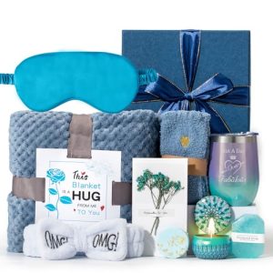 Relaxing Blue Gift Box with Blanket for Women
