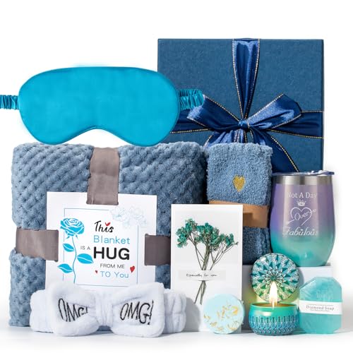 Relaxing Blue Gift Box with Blanket for Women