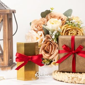 Ribli Red Double Faced Satin Ribbon – 3/8″ x 50 Yards