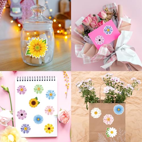 1200pc Flower Sticker Roll: Spring Daisy & Sunflower Decals - Image 6