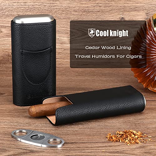 COOL KNIGHT Leather Cigar Case with Cutter - Travel Humidor - Image 7
