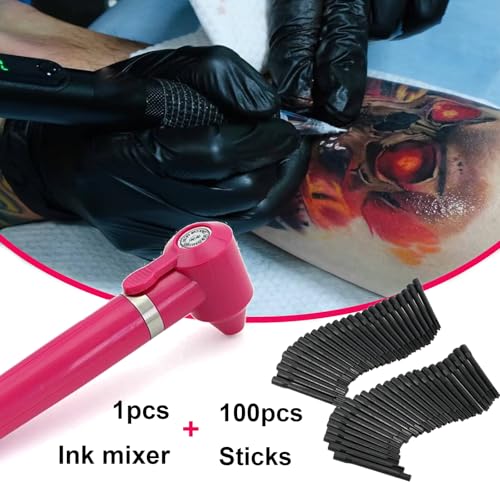 Pink Tattoo Ink Mixer with 100 Sticks - Fast Color Mixing - Image 5