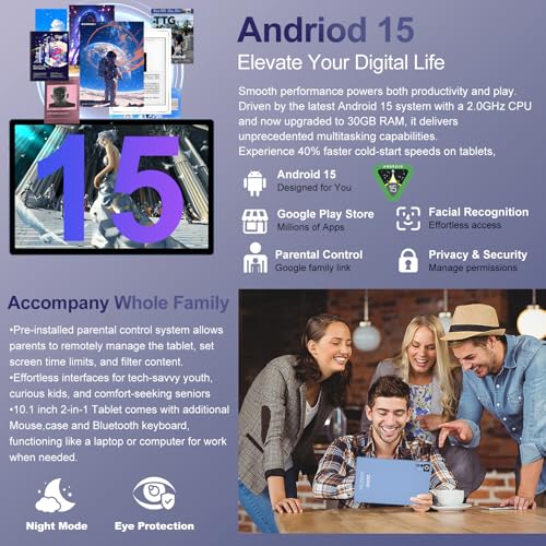 Android 15 Tablet with Keyboard & Gemini AI | 10" HD Display - Image 4