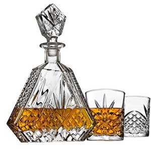 Lefonte Irish Cut Whiskey Decanter Set | Triangular Clear