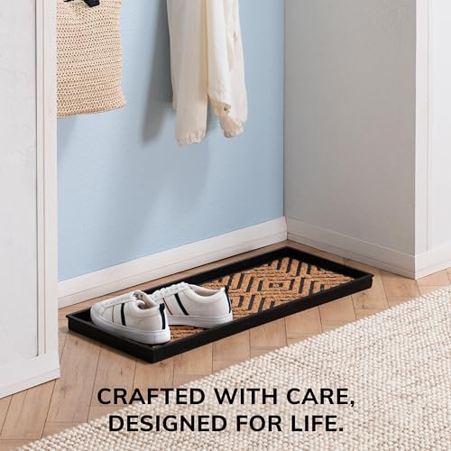 Anji Mountain 34.5" Black Coir & Rubber Boot Tray - Image 6