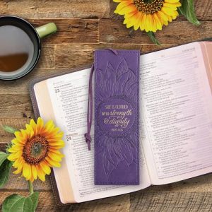 Christian Vegan Leather Bookmark: Proverbs 31:25 Scripture