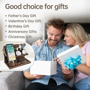 Brown Wood Phone Docking Station & Desk Organizer