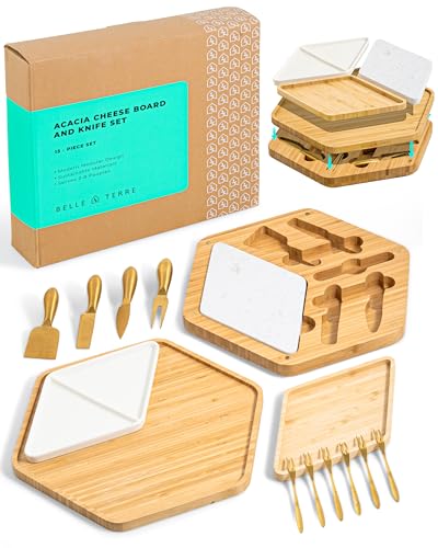 Premium Bamboo Cheese Board & Knife Set - Gold Cutlery - Image 9