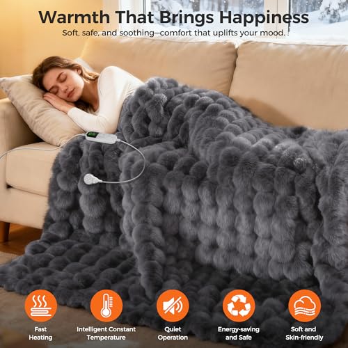 Luxury Faux Fur Heated Blanket - 8 Heat Settings & Auto-Off - Image 2