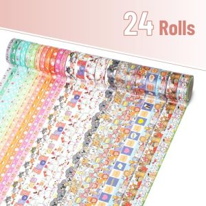 Cute Washi Tape Set – 24 Rolls Kawaii Gold Foil Animals
