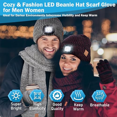 Men's LED Beanie 3-in-1 Winter Set: Light, Scarf, Gloves - Image 5