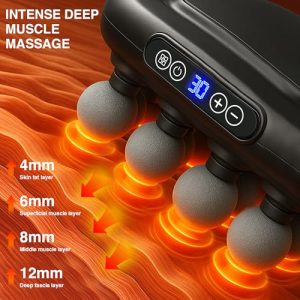 HIADGUNNR 16-Head Deep Tissue Massage Gun with Red Light