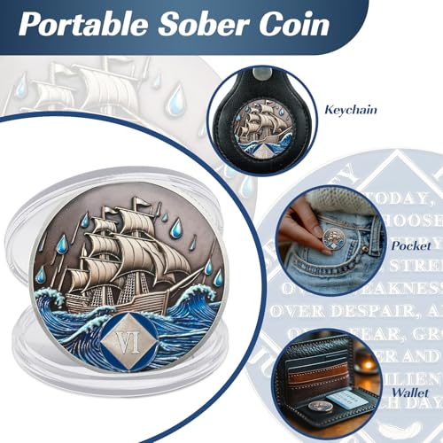 6 Year Nautical Sober Coin - Recovery Milestone Gift - Image 6