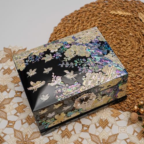 Handcrafted Mother-of-Pearl Jewelry Box - Bird & Floral - Image 6