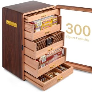 Marvero Cedar Wood Humidor Cabinet – 300 Cigar Capacity