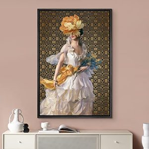 Bohemian Wedding Dress Canvas Art – 16″x24″ Black Frame