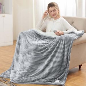 Soft Flannel Electric Heated Throw: 6 Heat, 10 Timer, Washable